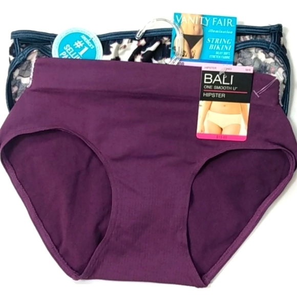 BALI HIPSTER & VANITY FAIR STRING BIKINI PANTYIES 2 PIECE BUNDLE SIZE 6 MED NWT - Picture 4 of 4
